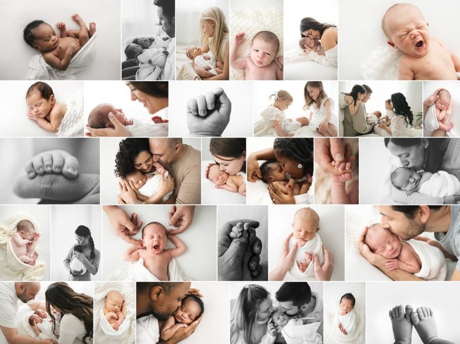natural newborn baby photo collage